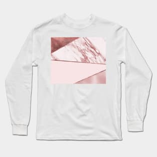 Spliced mixed pinks rose gold marble Long Sleeve T-Shirt